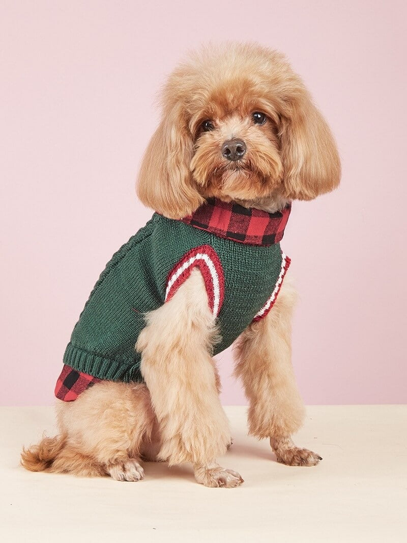 Perfect for Fall Winter Plaid Collar Dog Jumper Vest