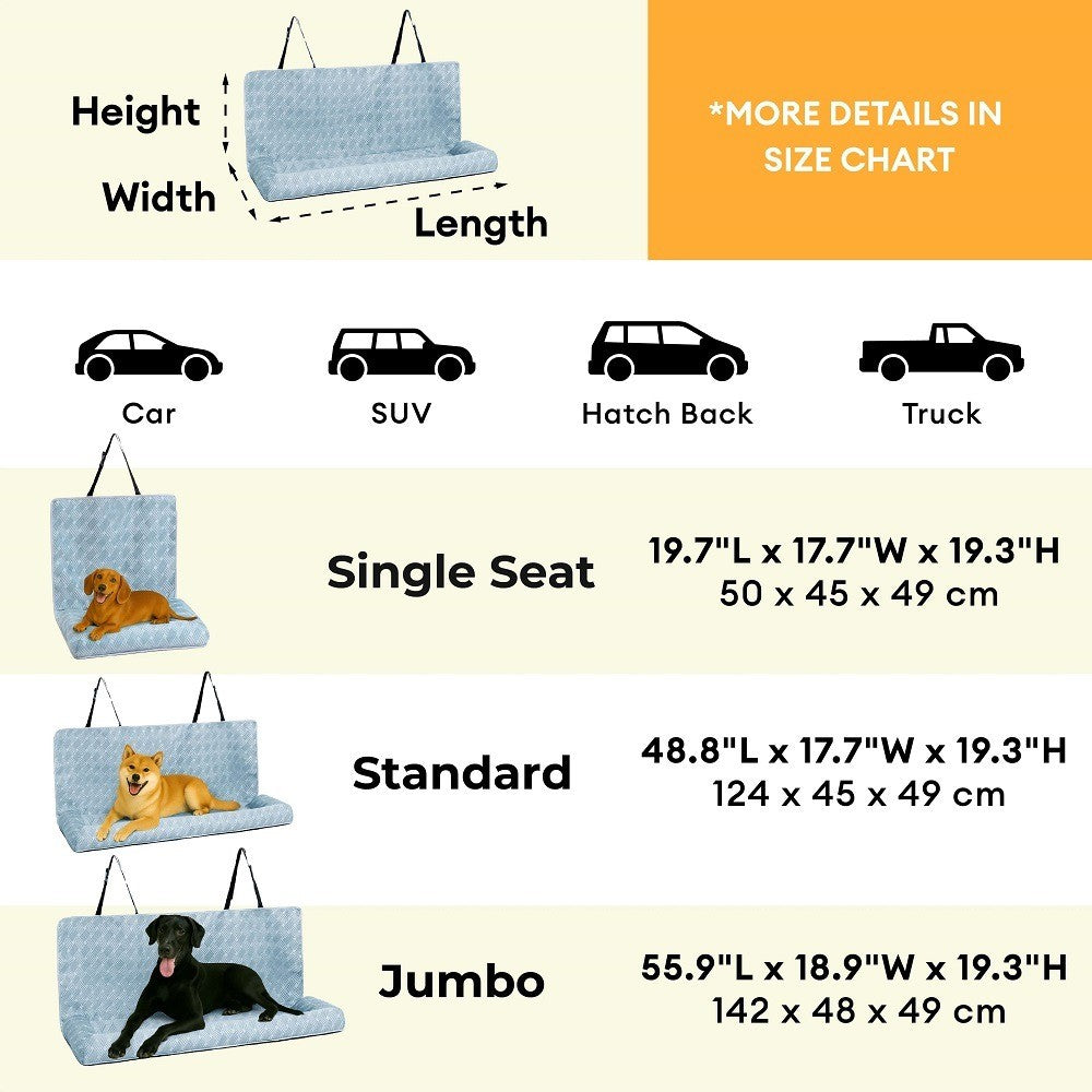Cooling Travel Bolster Safety Back Seat Large Dog Car Seat Bed