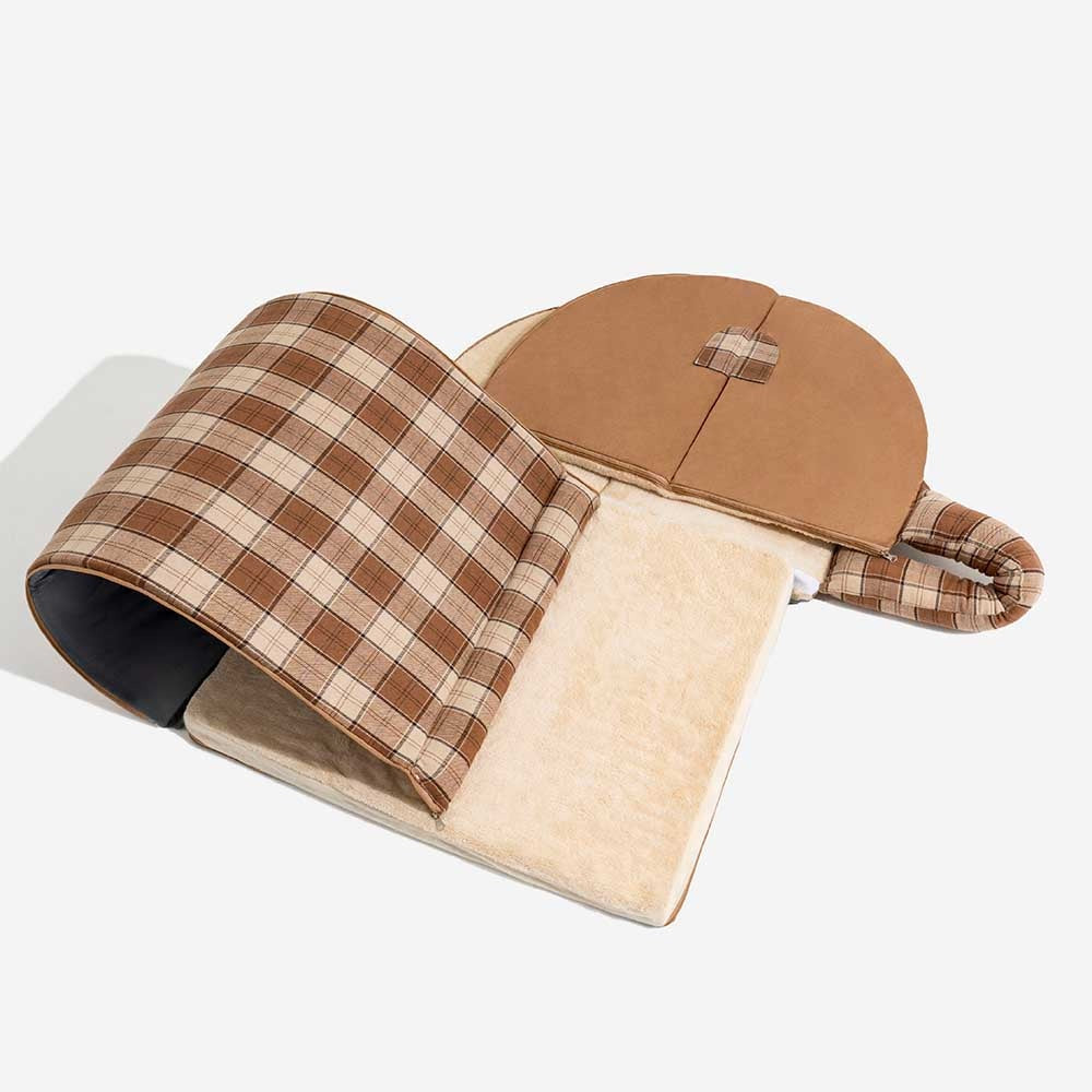 Classical Plaid House Dog Bed