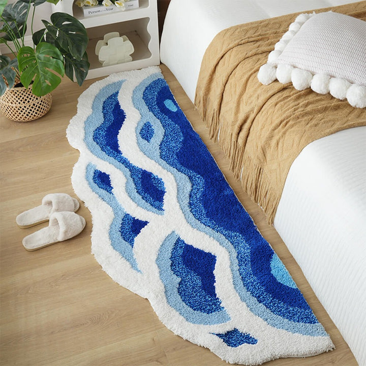 Hand-Tufted 3D Wave Pattern Carpet – Luxury Textured Area Rug