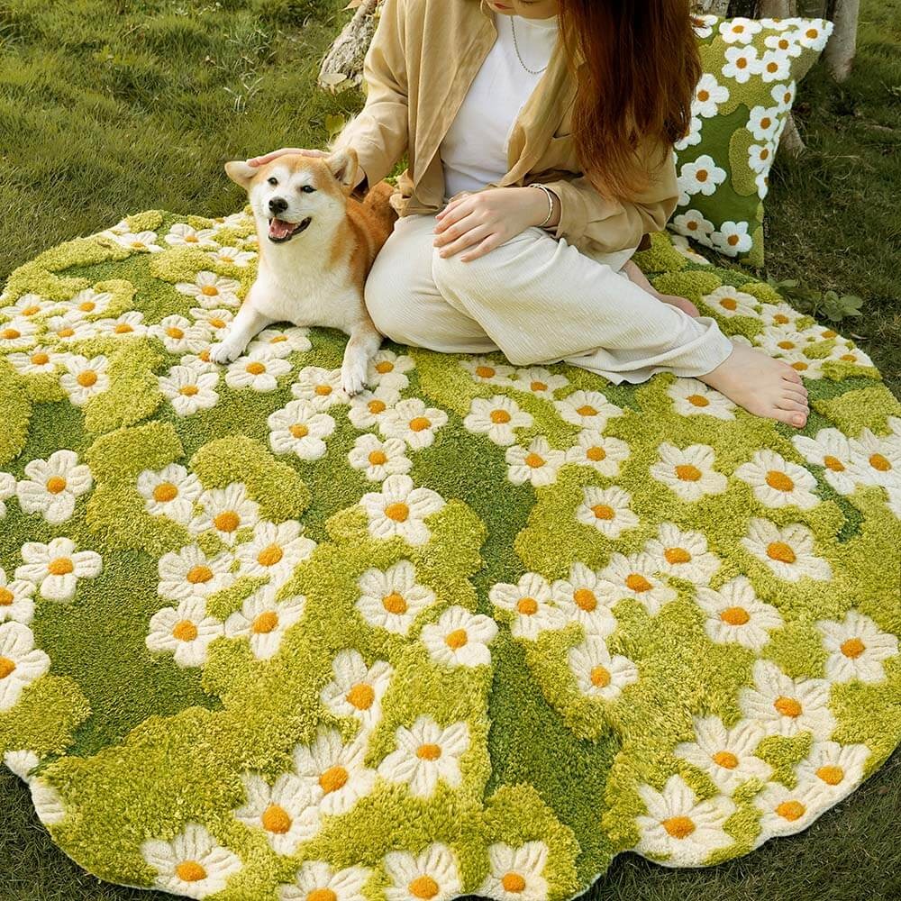 Wonderland Daisy Carpet  Nature-Inspired Pet Rug & Decorative Mat