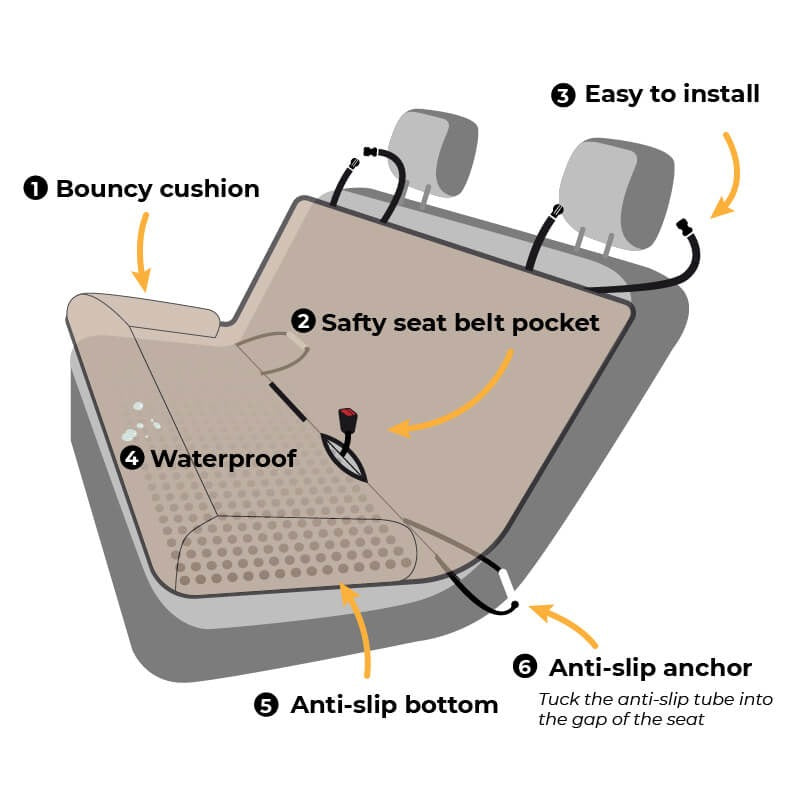 Chessboard Lounge Travel Bolster Safety Back Seat Large Dog Car Seat Bed
