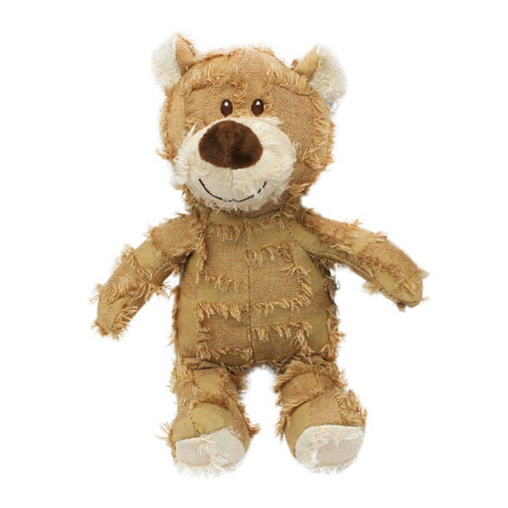 Rustic Denim Plush Bear – Durable Chewable Squeaky Dog Toy
