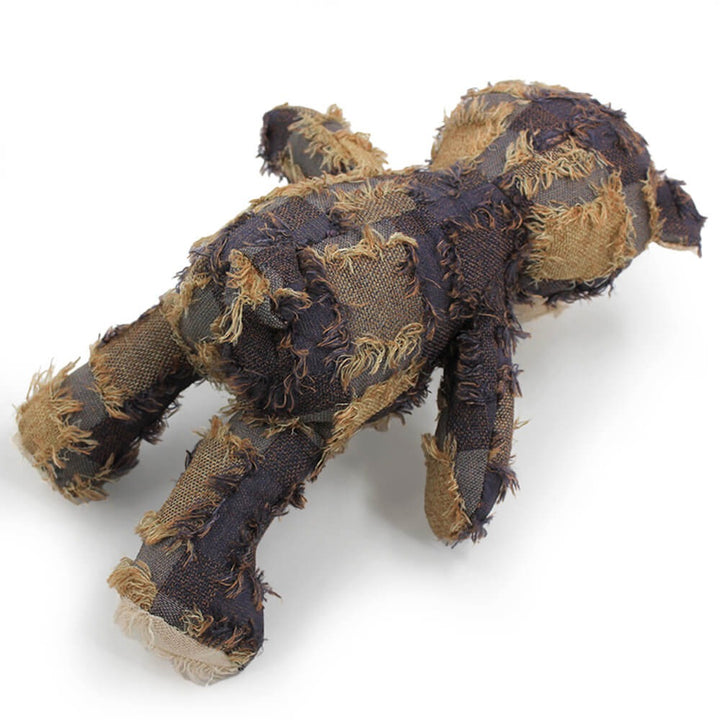 Rustic Denim Plush Bear – Durable Chewable Squeaky Dog Toy