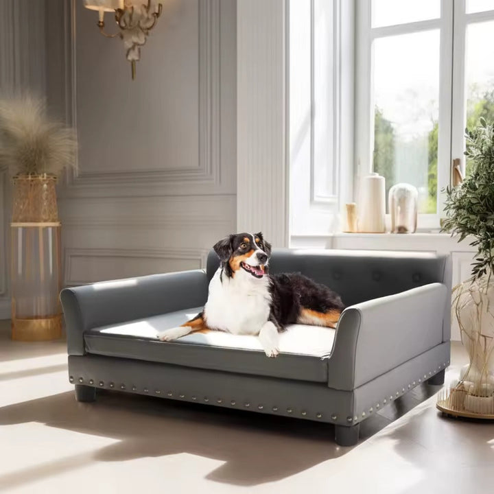 Luxury Leather Elevated Dog Sofa