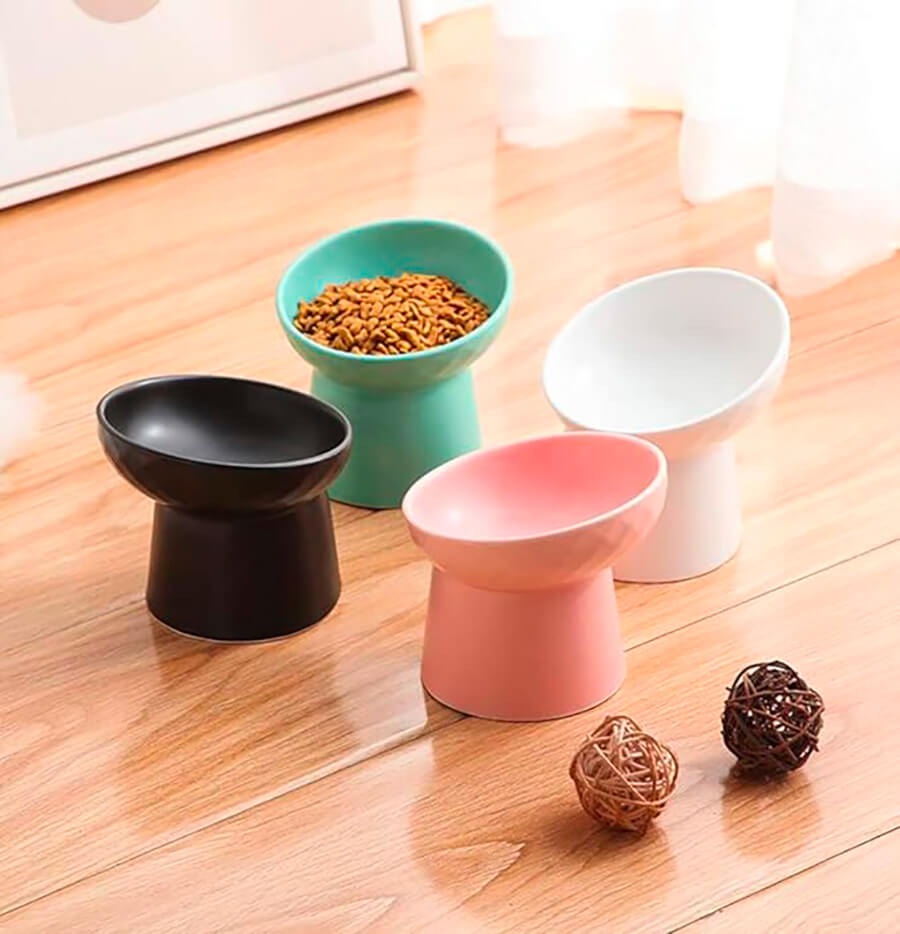 Nordic Style Tilted Ceramic Cat Bowl
