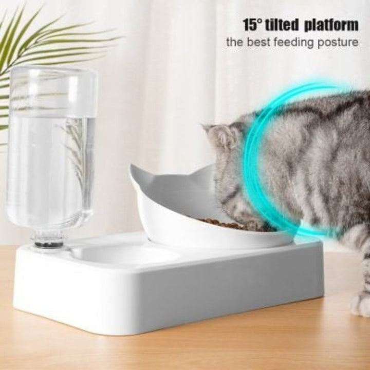 Anti-Vomiting Cat Bowl with Automatic Water Dispenser