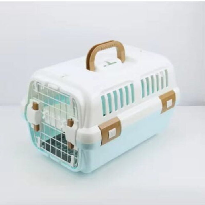 Lockable / Breathable Cat Carrier with Feeding Bowl & Base Pad