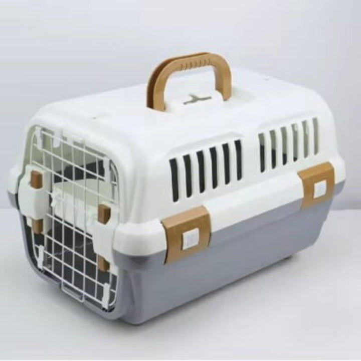 Lockable / Breathable Cat Carrier with Feeding Bowl & Base Pad