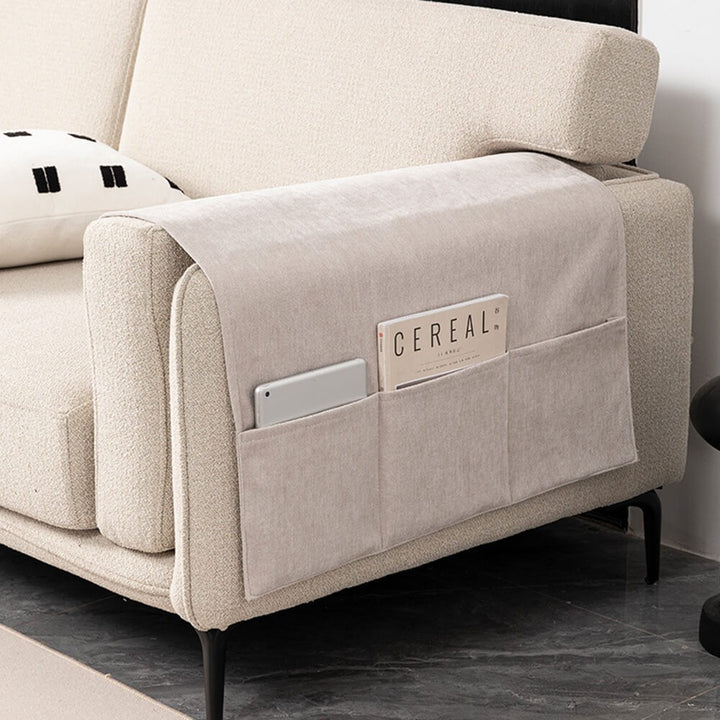 Chenille ArmGuard  Anti-Scratch Sofa Armrest Cover with Magazine Holder