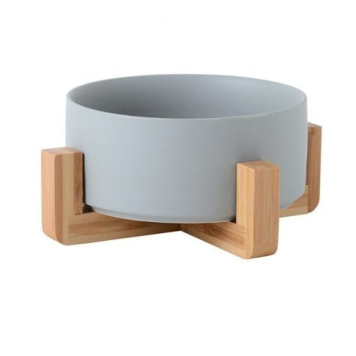 PawFeast Ceramic Dog Bowl – Stylish Dining with Wooden Stand
