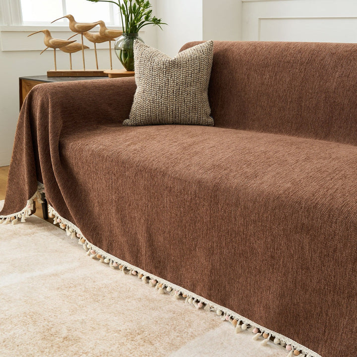 Pet Friendly Herringbone Tassel Luxe Sofa Couch Cover