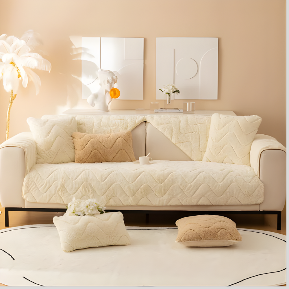 Plush Faux Fur Sectional Sofa Cover
