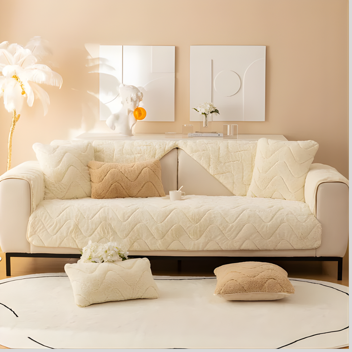 Plush Faux Fur Sectional Sofa Cover