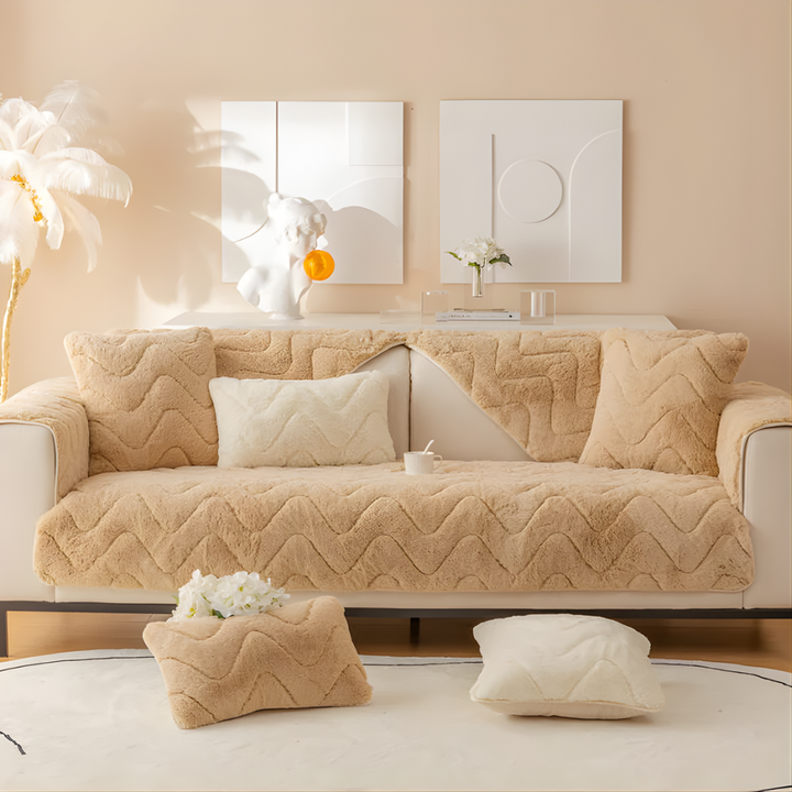 Plush Faux Fur Sectional Sofa Cover