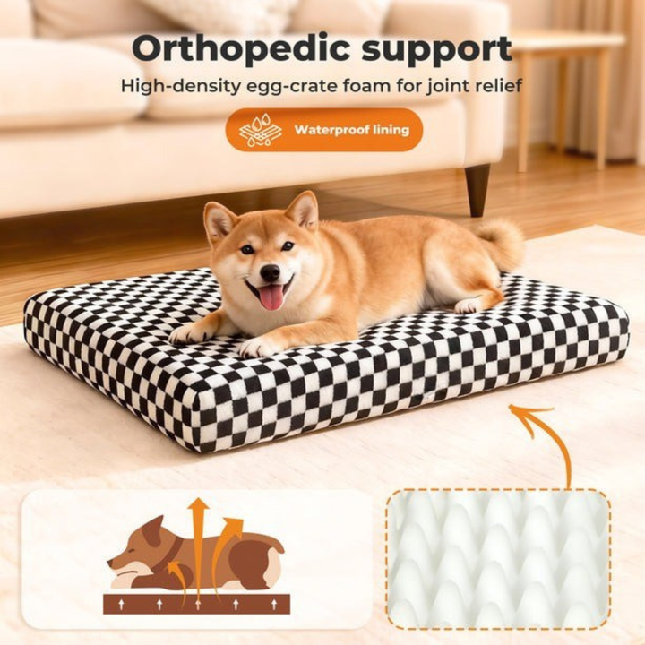 Orthopedic Dog Bed Memory Foam Square Checkerboard Mattress