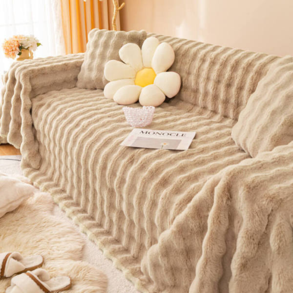 Faux Rabbit Fur Sofa Cover