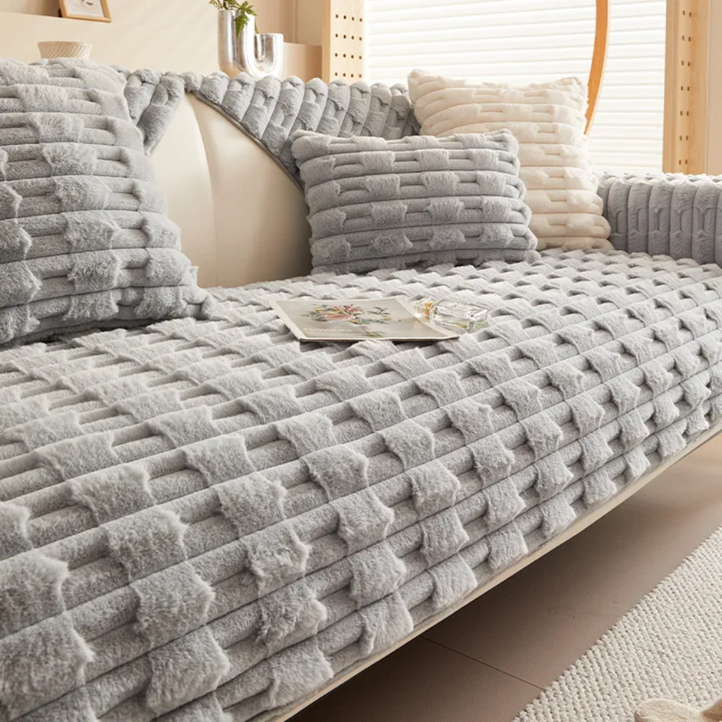 Fluffy Striped Sofa Cover