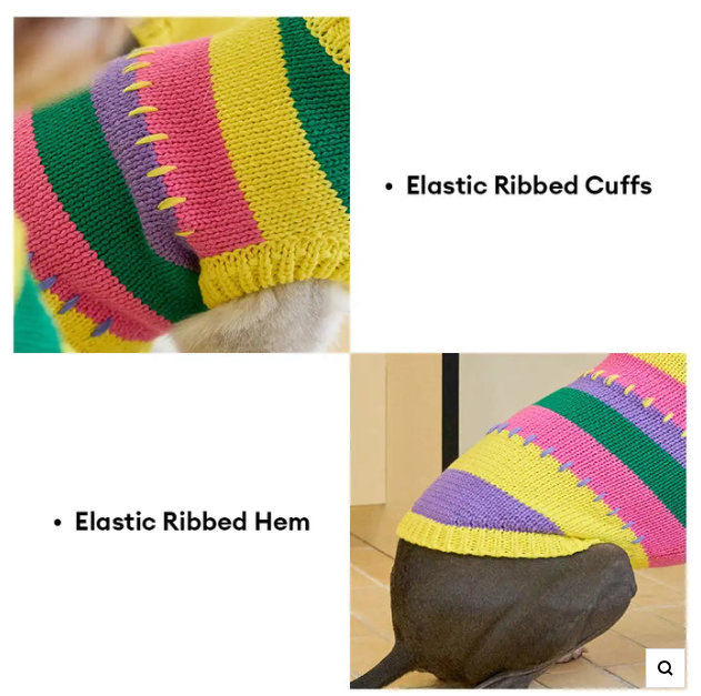 Color-Blocked Striped Sleeveless Dog Jumper