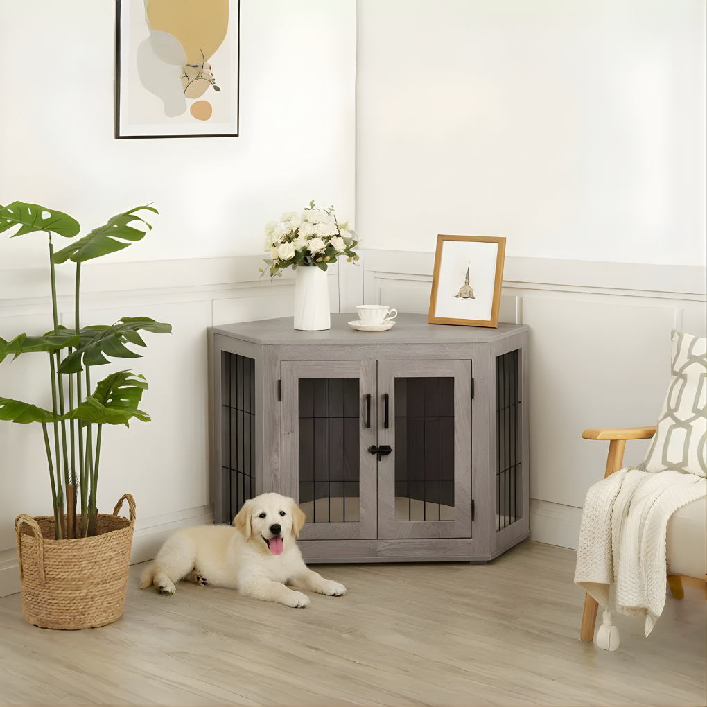 Corner Wooden Dog Crate
