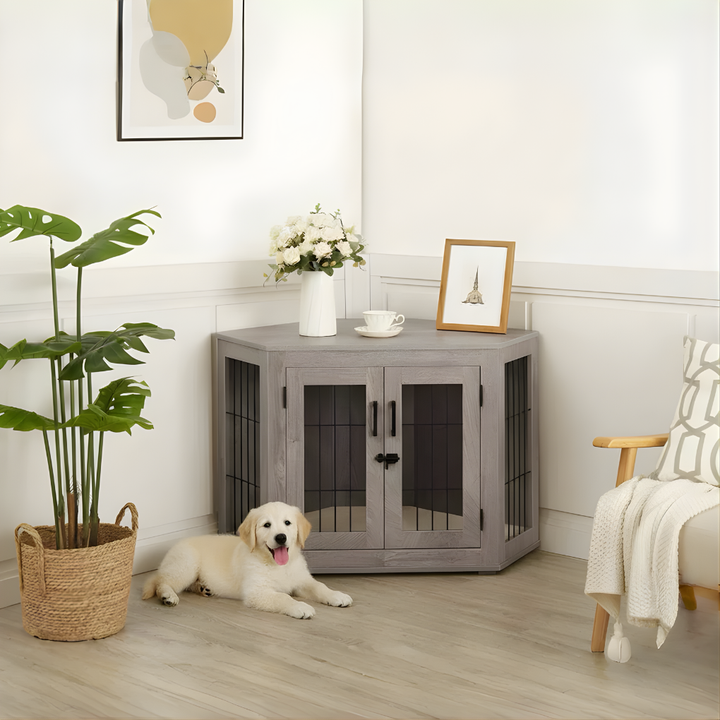 Corner Wooden Dog Crate