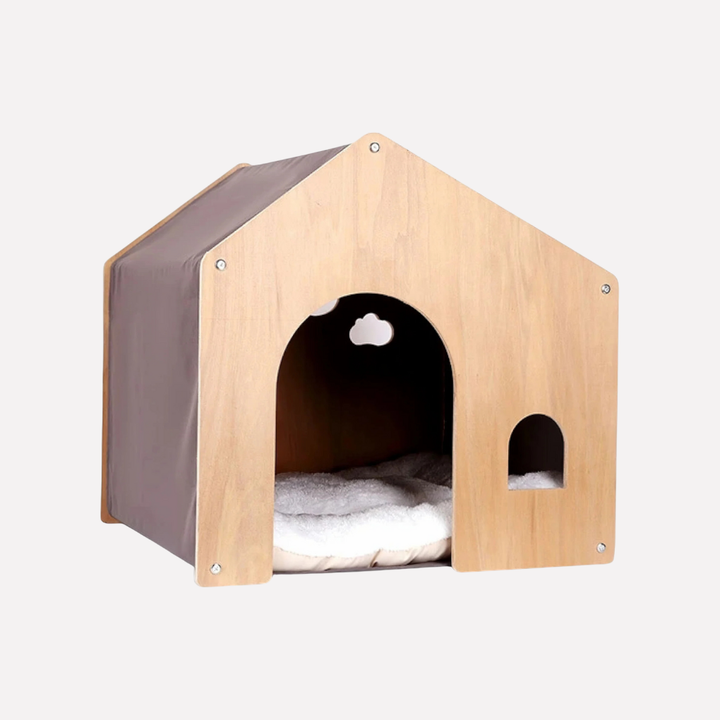 Modern Wooden Cat Bed & Cozy Retreat