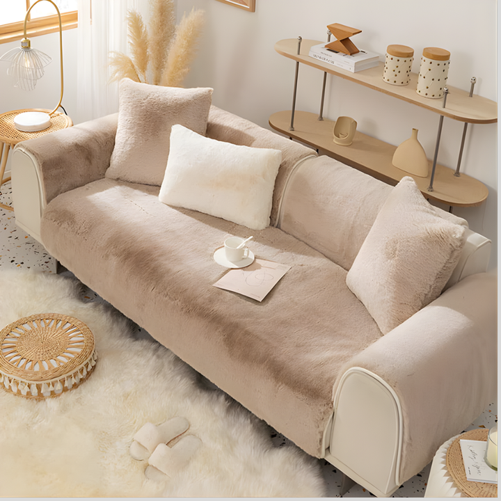 Plush Faux Fur Sectional Sofa Cover