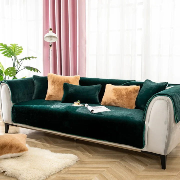 Plush Faux Fur Sectional Sofa Cover