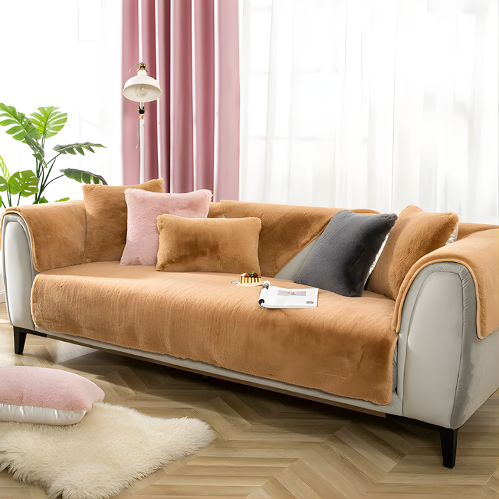 Plush Faux Fur Sectional Sofa Cover