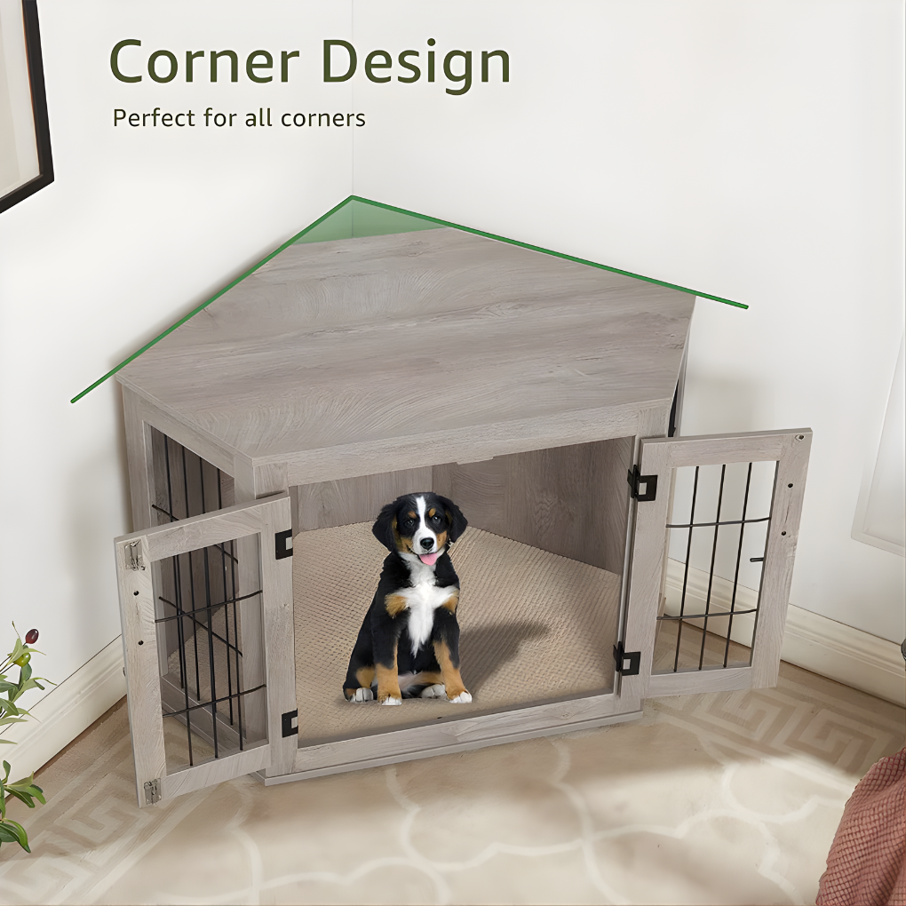Corner Wooden Dog Crate