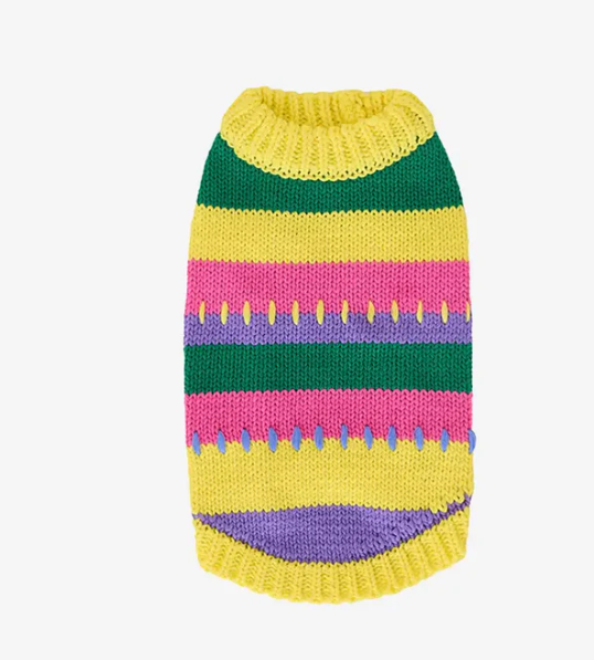 Color-Blocked Striped Sleeveless Dog Jumper