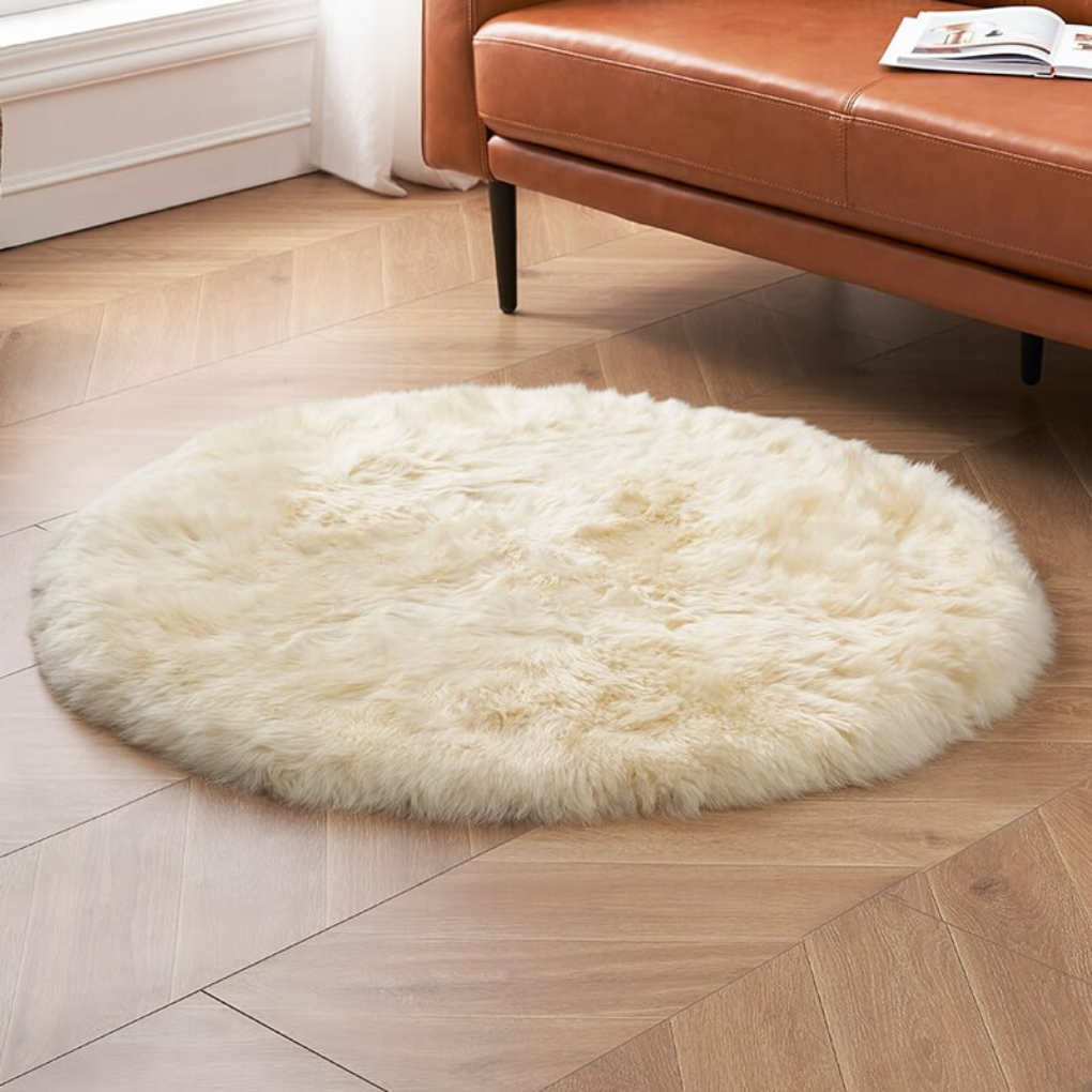 Faux Fur Sheepskin Round Area Rug