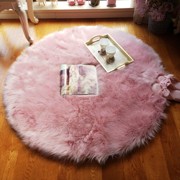 Faux Fur Sheepskin Round Area Rug