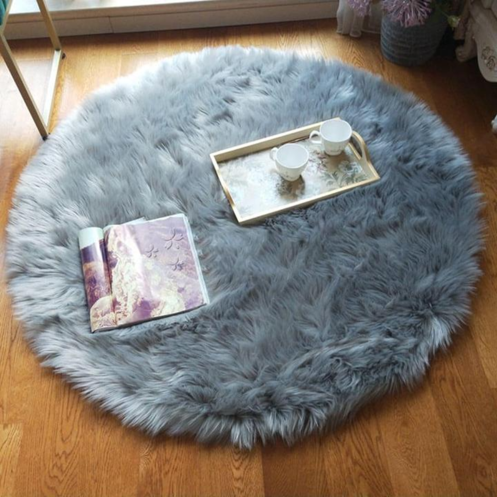 Faux Fur Sheepskin Round Area Rug