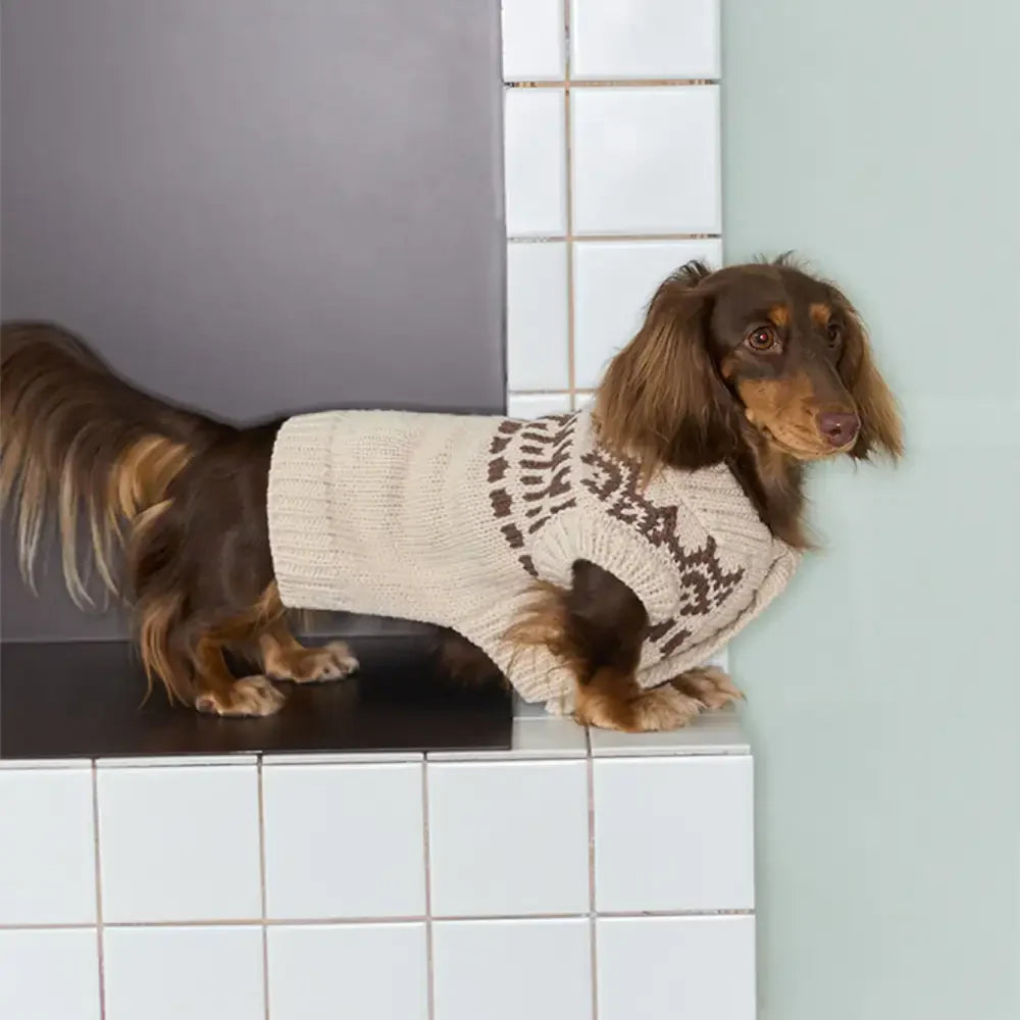 Fair Isle Pattern Dachshund Sleeveless Dog Jumper