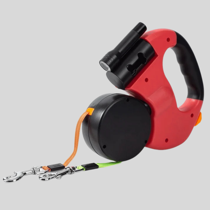 Tangle-Free Dual Dog Leash with Flashlight