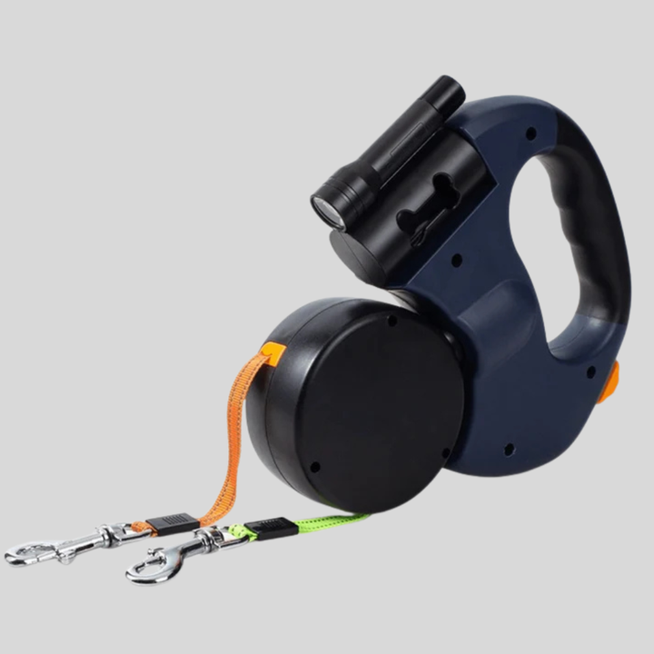 Tangle-Free Dual Dog Leash with Flashlight