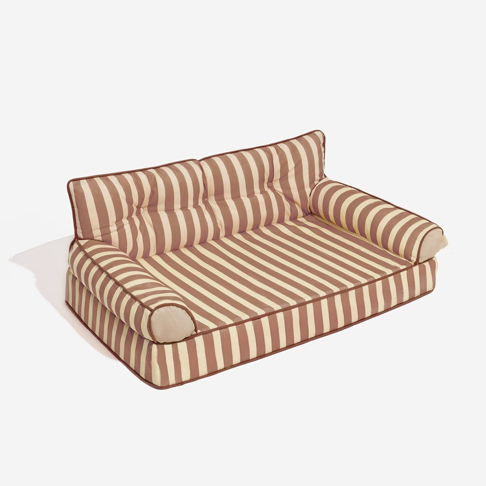 Trendy Striped Water-Repellent Foldable Dog Sofa Bed