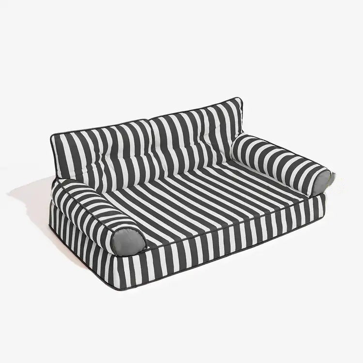 Trendy Striped Water-Repellent Foldable Dog Sofa Bed