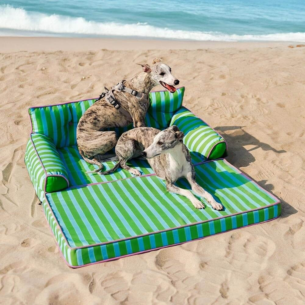 Trendy Striped Water-Repellent Foldable Dog Sofa Bed