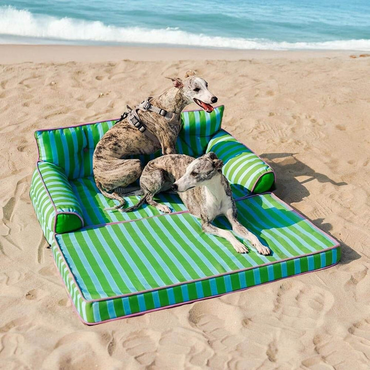 Trendy Striped Water-Repellent Foldable Dog Sofa Bed