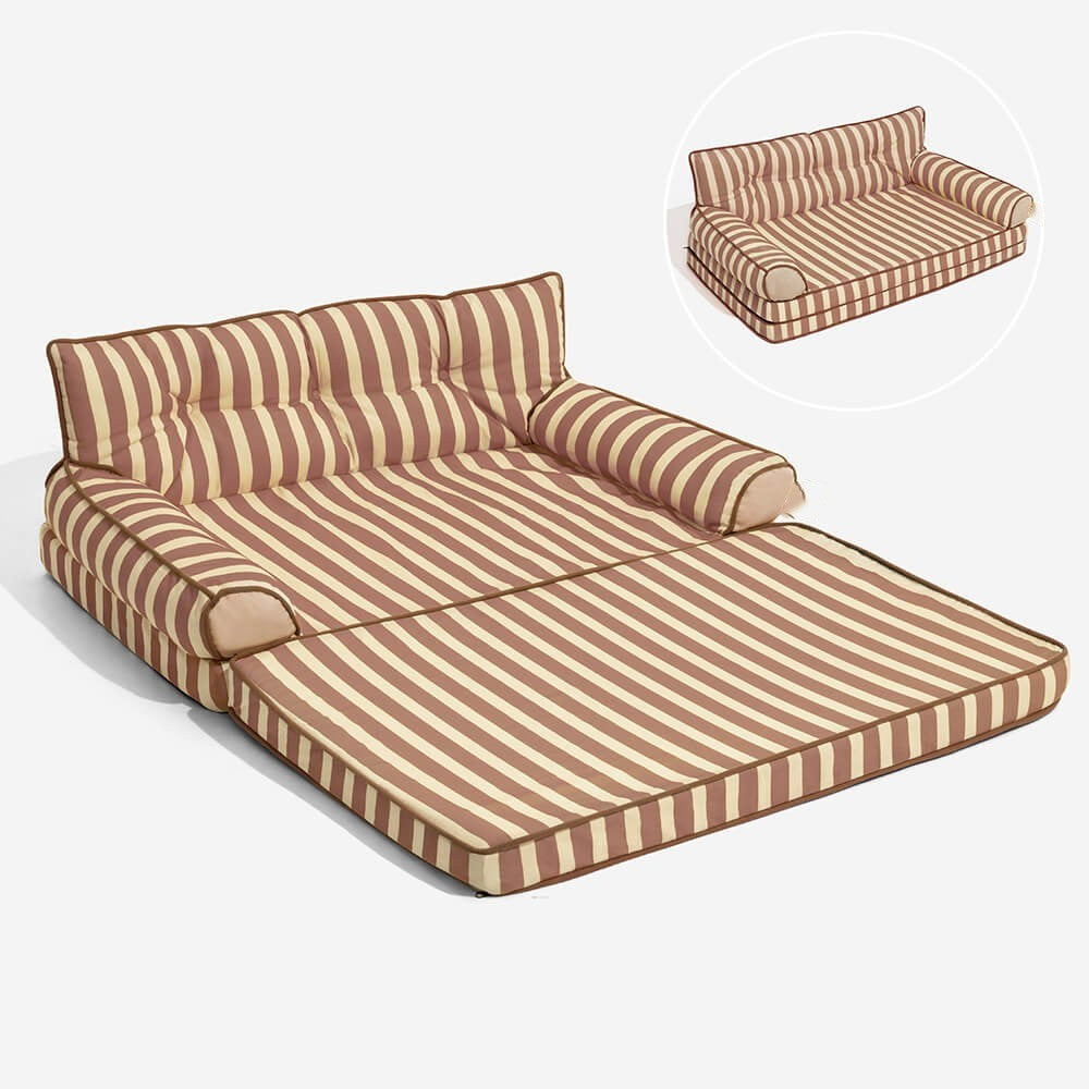 Trendy Striped Water-Repellent Foldable Dog Sofa Bed