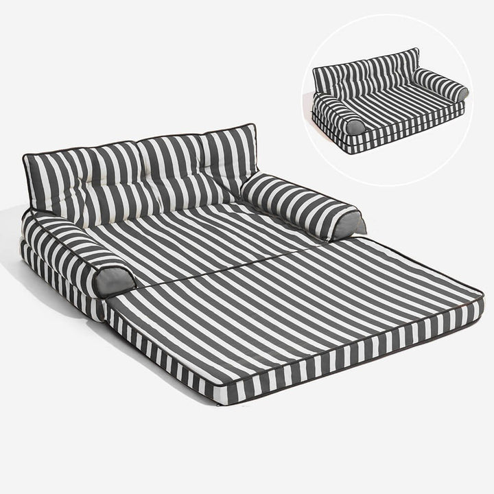 Trendy Striped Water-Repellent Foldable Dog Sofa Bed