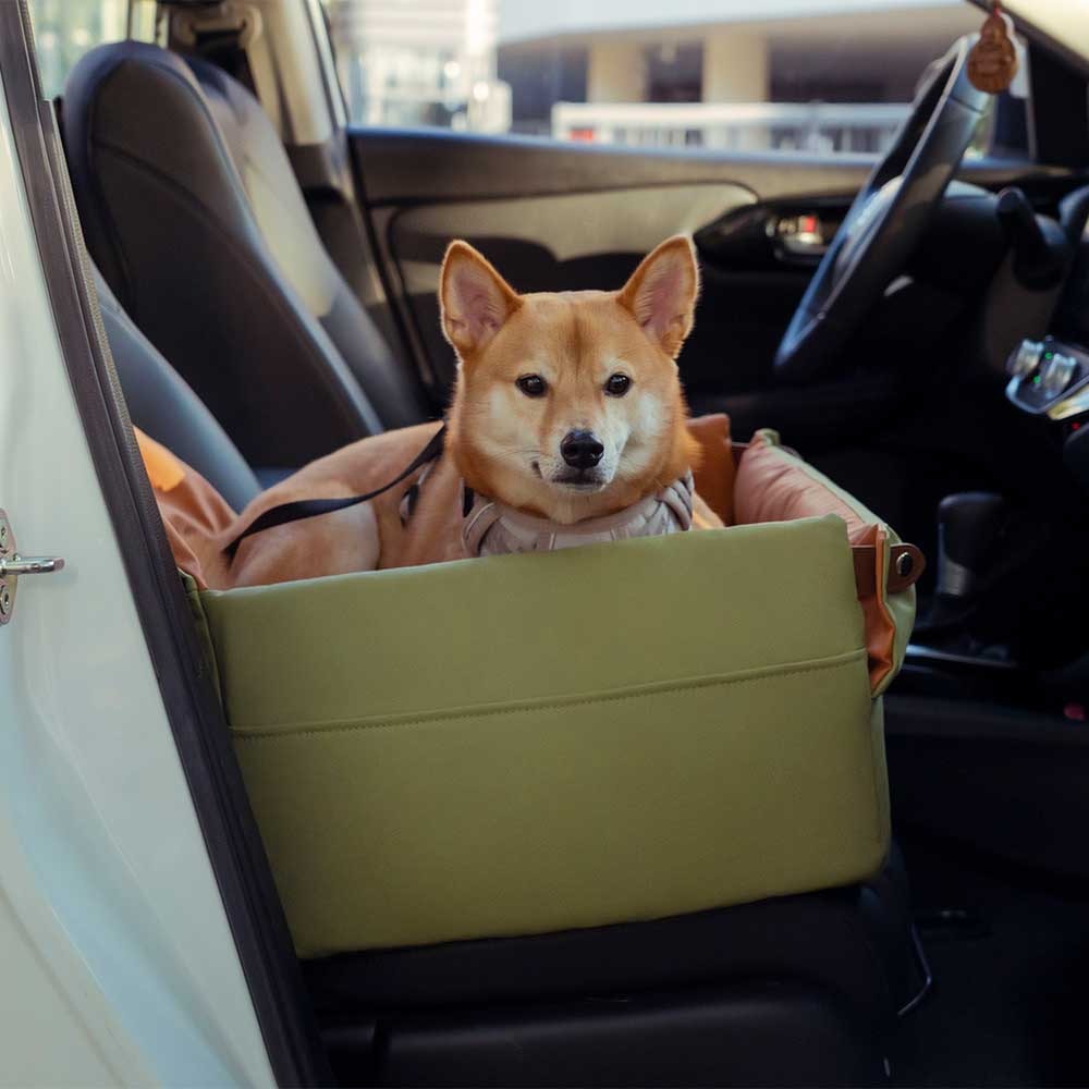 Elevated Faux Leather Deluxe Dog Car Seat Booster Bed