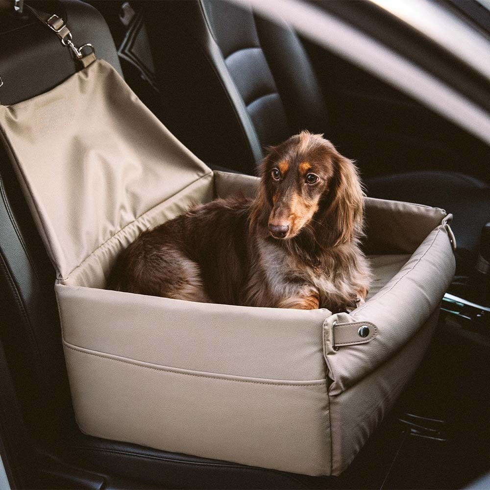 Elevated Faux Leather Deluxe Dog Car Seat Booster Bed