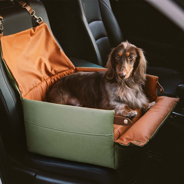 Elevated Faux Leather Deluxe Dog Car Seat Booster Bed