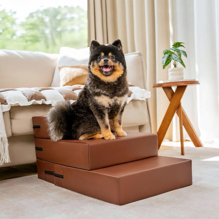 Waterproof PU Leather Pet Stairs with Washable Multi-Level Design