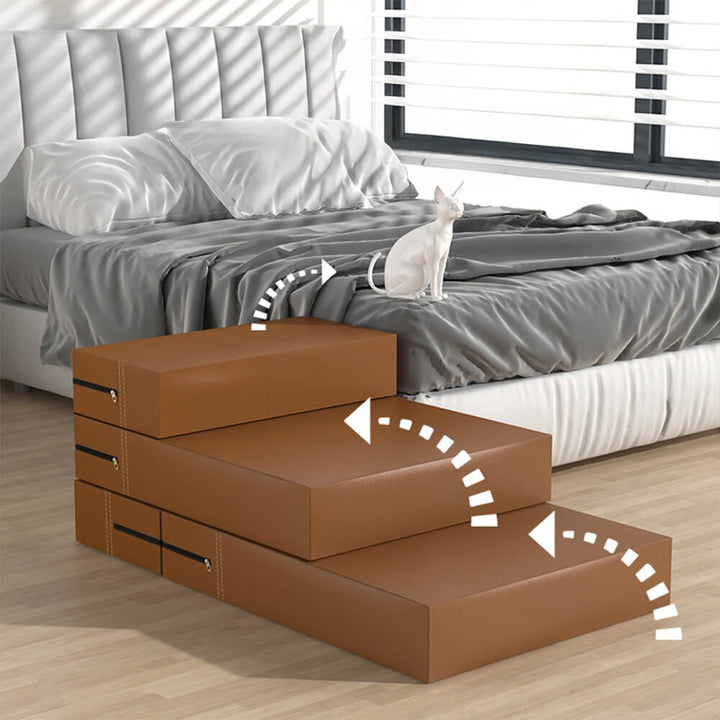 Waterproof PU Leather Pet Stairs with Washable Multi-Level Design