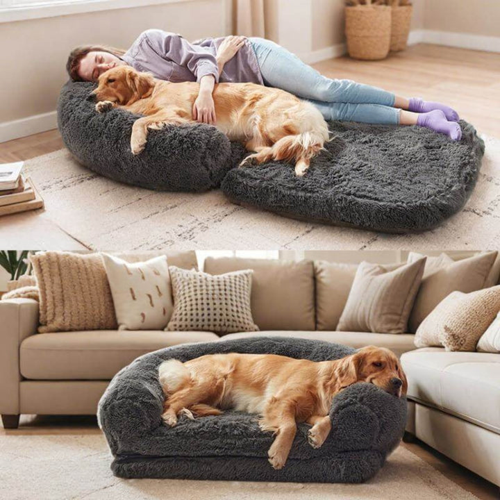 Chic Plush Large Foldable Human & Dog Bed
