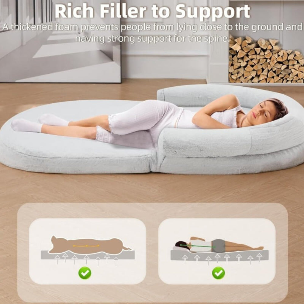 Chic Plush Large Foldable Human & Dog Bed